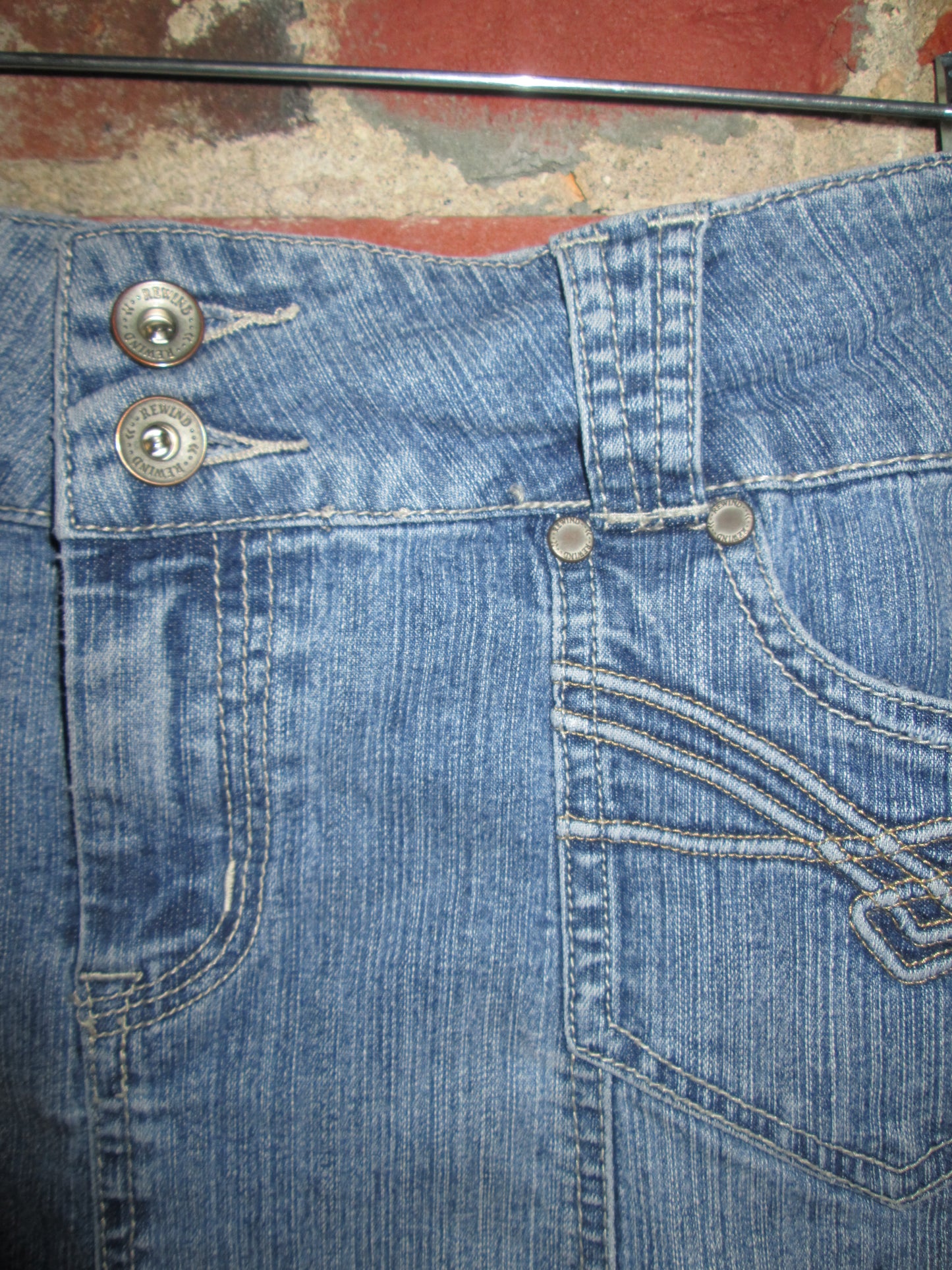 Vintage Denim Flare Midi Skirt