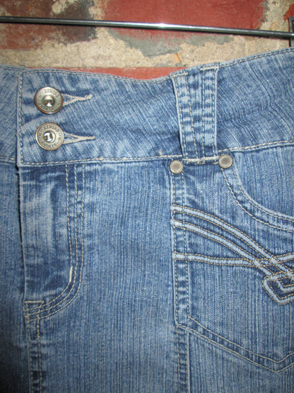 Vintage Denim Flare Midi Skirt