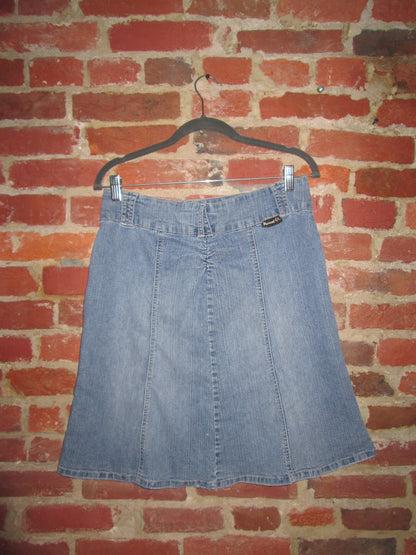 Vintage Denim Flare Midi Skirt