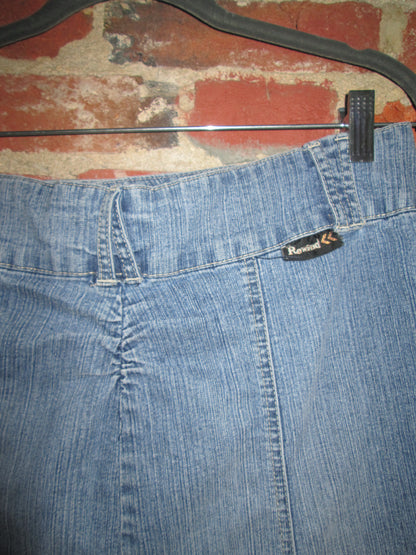 Vintage Denim Flare Midi Skirt